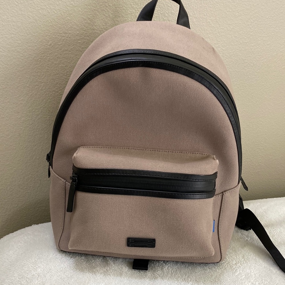 URI Minkoff Deep Tan Men’s Canvas and Leather Backpack